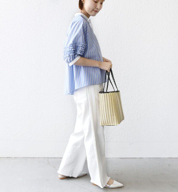 SHIPS for women「【WEB限定】〈手洗い可能〉袖 フリル デザイン ブラウス」|シャツ・ブラウス|