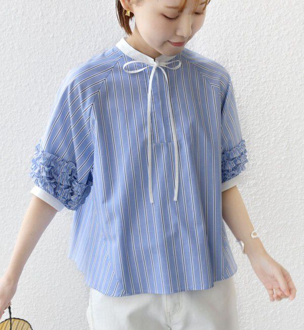 SHIPS for women「【WEB限定】〈手洗い可能〉袖 フリル デザイン ブラウス」|シャツ・ブラウス|