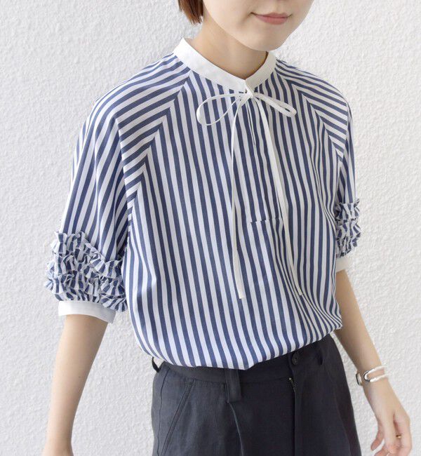 SHIPS for women「【WEB限定】〈手洗い可能〉袖 フリル デザイン ブラウス」|シャツ・ブラウス|