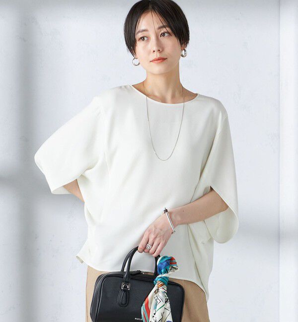 SHIPS for women「〈接触冷感 / 手洗い可能〉アセテート混 バック サテン ドルマン ブラウス」|シャツ・ブラウス|