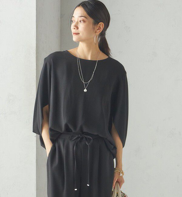 SHIPS for women「〈接触冷感 / 手洗い可能〉アセテート混 バック サテン ドルマン ブラウス」|シャツ・ブラウス|