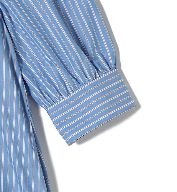 SHIPS for women「〈手洗い可能〉スタンドカラー リボン ストライプ シャツ ワンピース」|ワンピース|