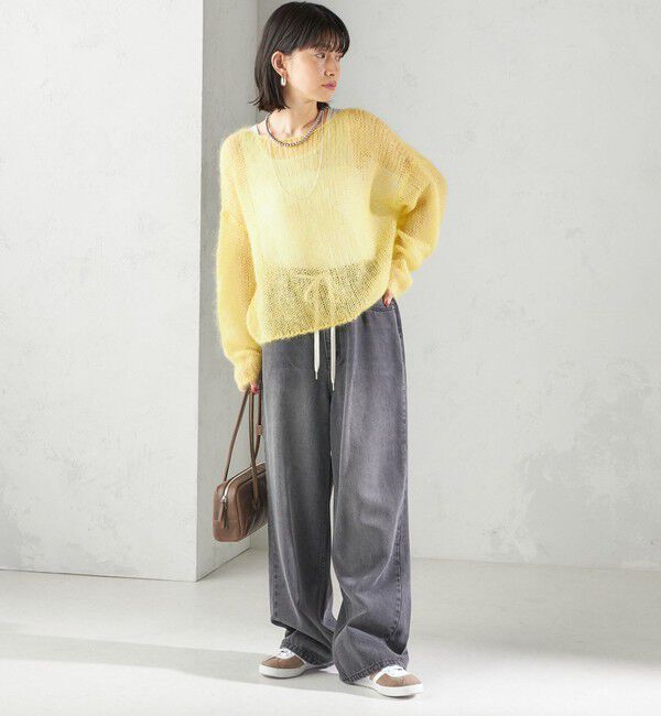 SHIPS for women「〈洗濯機可能〉ドロスト イージー デニム パンツ(ダークグレー)」|デニム|