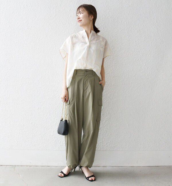 SHIPS any「《一部追加予約》SHIPS any:〈手洗い可能〉エンブロイダリー レース シアー フレンチスリーブ シャツ」|シャツ・ブラウス|