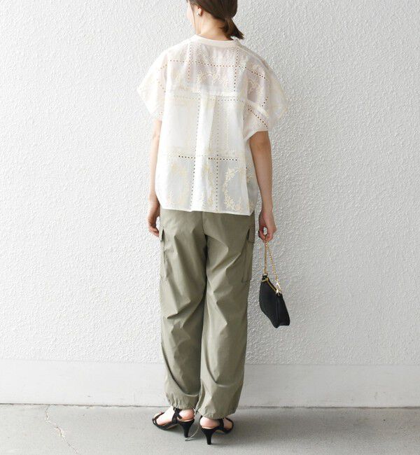 SHIPS any「《一部追加予約》SHIPS any:〈手洗い可能〉エンブロイダリー レース シアー フレンチスリーブ シャツ」|シャツ・ブラウス|