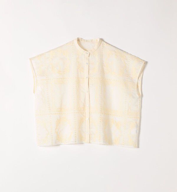 SHIPS any「《一部追加予約》SHIPS any:〈手洗い可能〉エンブロイダリー レース シアー フレンチスリーブ シャツ」|シャツ・ブラウス|