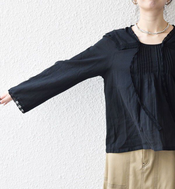 SHIPS any「SHIPS any:〈洗濯機可能〉コットン モス セーラー カラー レース ブラウス」|シャツ・ブラウス|