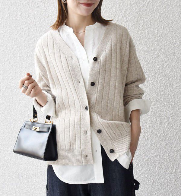 SHIPS any「SHIPS any:〈手洗い可能〉ヤク ワイドリブ Vネック ニット カーディガン」|カーディガン|