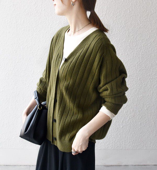 SHIPS any「SHIPS any:〈手洗い可能〉ヤク ワイドリブ Vネック ニット カーディガン」|カーディガン|