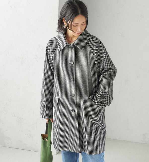 SHIPS for women「千鳥 / ソリッド ウール メルトン ステンカラー コート」|ステンカラーコート|