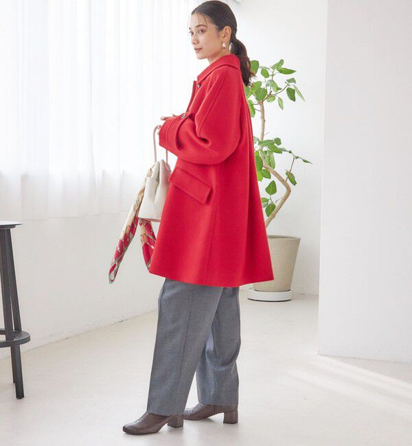 SHIPS for women「千鳥 / ソリッド ウール メルトン ステンカラー コート」|ステンカラーコート|