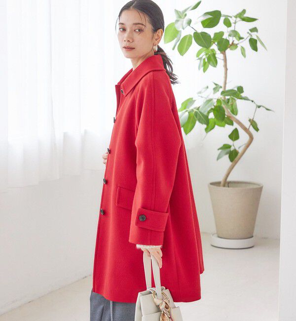 SHIPS for women「千鳥 / ソリッド ウール メルトン ステンカラー コート」|ステンカラーコート|