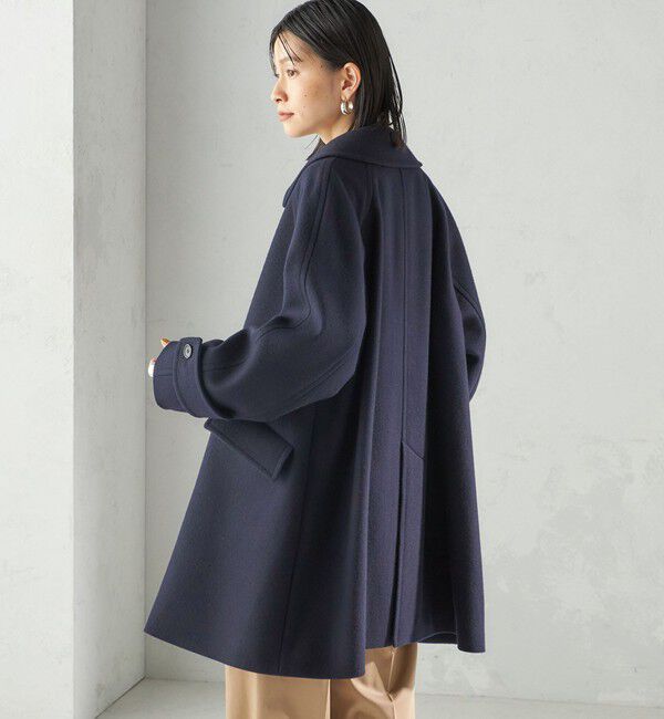 SHIPS for women「千鳥 / ソリッド ウール メルトン ステンカラー コート」|ステンカラーコート|