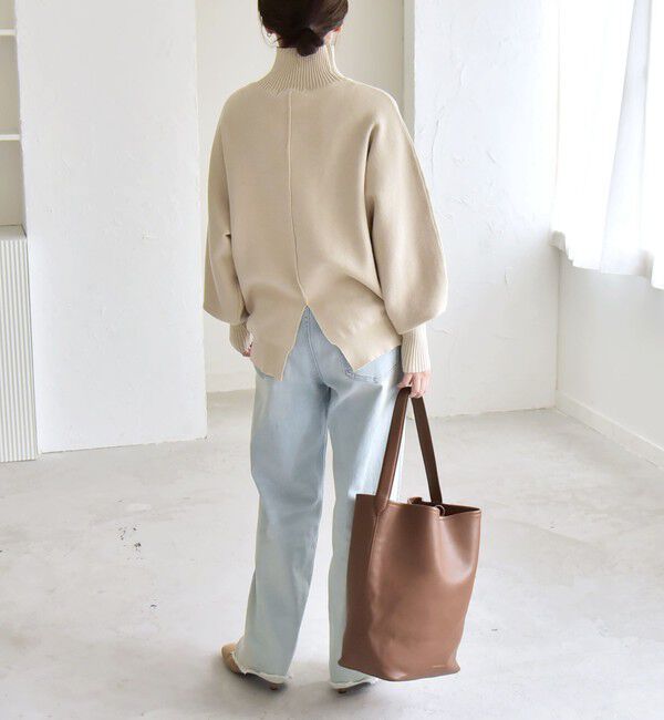 quaranciel「quaranciel:〈洗濯機可能〉タートルネック ラグラン ロングリブ ニット プルオーバー」|ニット・セーター|