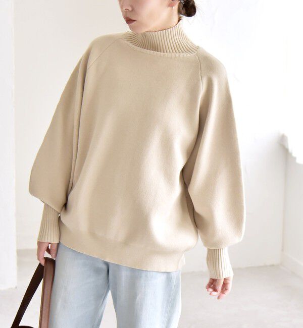 quaranciel「quaranciel:〈洗濯機可能〉タートルネック ラグラン ロングリブ ニット プルオーバー」|ニット・セーター|