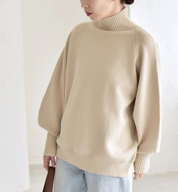 quaranciel「quaranciel:〈洗濯機可能〉タートルネック ラグラン ロングリブ ニット プルオーバー」|ニット・セーター|