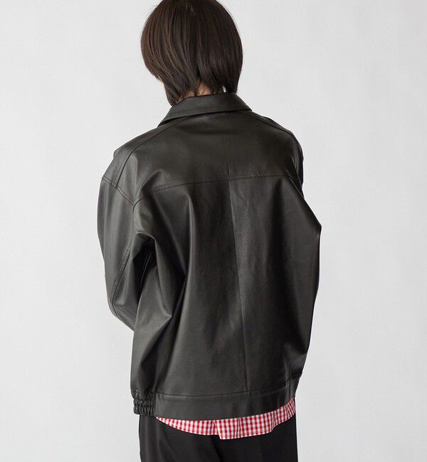 SHIPS「City Ambient Products: 合成皮革 ジップ ブルゾン」|ブルゾン・スタジャン|