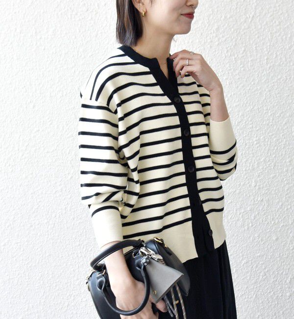 SHIPS any「SHIPS any:〈手洗い可能〉バイカラー スキッパー ニット カーディガン」|カーディガン|