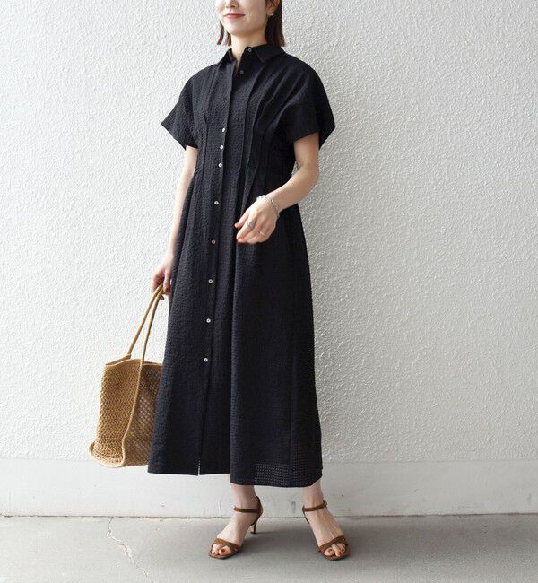 SHIPS any「《予約》SHIPS any:〈手洗い可能〉サッカー ウエストシェイプ シャツ ワンピース」|ワンピース|