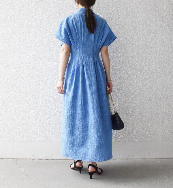 SHIPS any「《予約》SHIPS any:〈手洗い可能〉サッカー ウエストシェイプ シャツ ワンピース」|ワンピース|