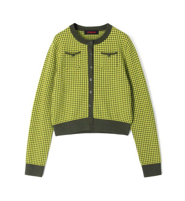 CABaN「コットンカシミヤ ギンガムチェックカーディガン」|カーディガン|58 ダークグリーン系