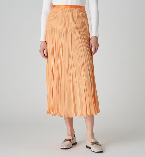 Ballsey「ダブルガーゼプリーツ フラットプリーツスカート」|フレア|27 オレンジ