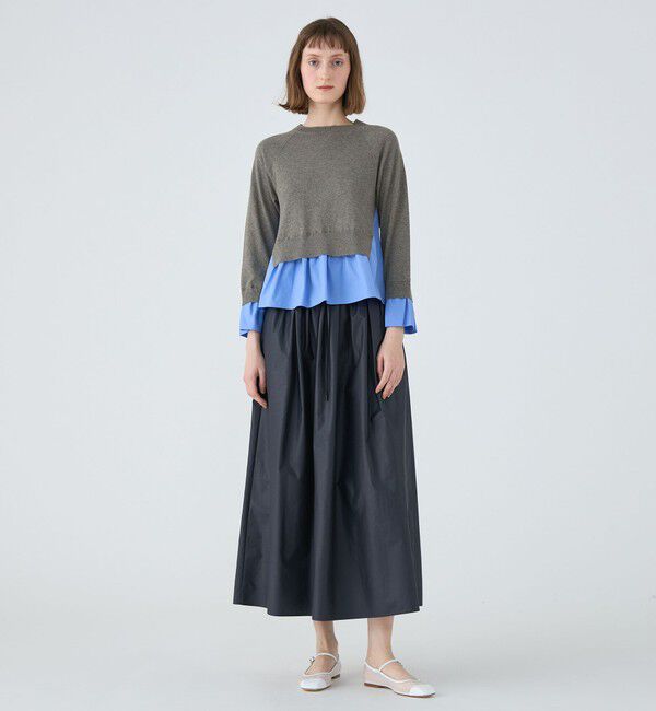 MACPHEE「【WEB限定】クリスピータフタ ギャザーロングスカート」|フレア|