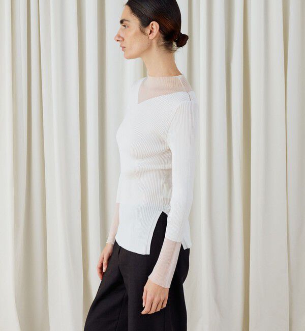 DES PRES「コットンアセテートリブ ビルドネックプルオーバー」|ニット・セーター|