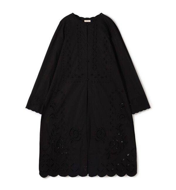 DES PRES「カットワークエンブロイダリー クルーネックシャツワンピース」|ワンピース|19 ブラック