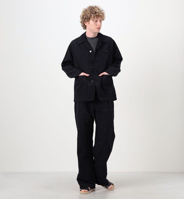 TOMORROWLAND MENS「コットンリネンキュプラ 1プリーツワイドストレート バレルパンツ」|チノ|