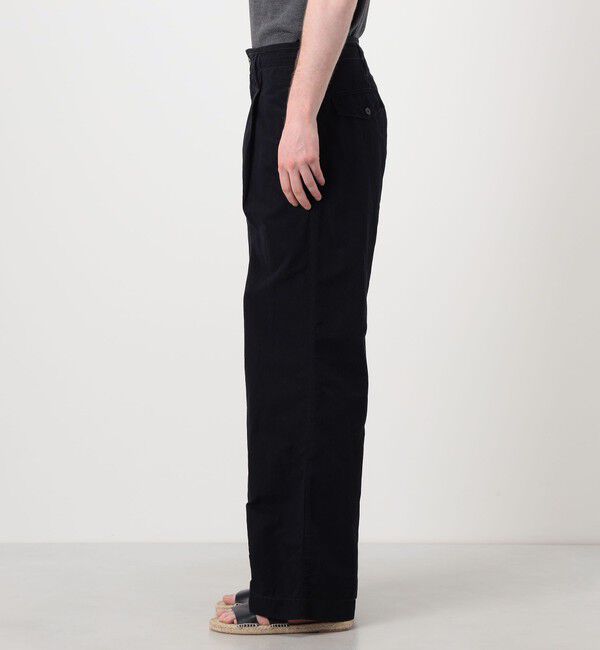 TOMORROWLAND MENS「コットンリネンキュプラ 1プリーツワイドストレート バレルパンツ」|チノ|
