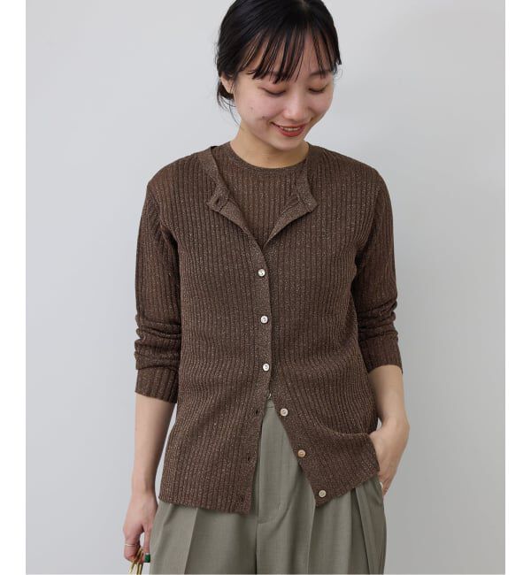 SLOBE IENA「ラメリブカーディガン」|カーディガン|