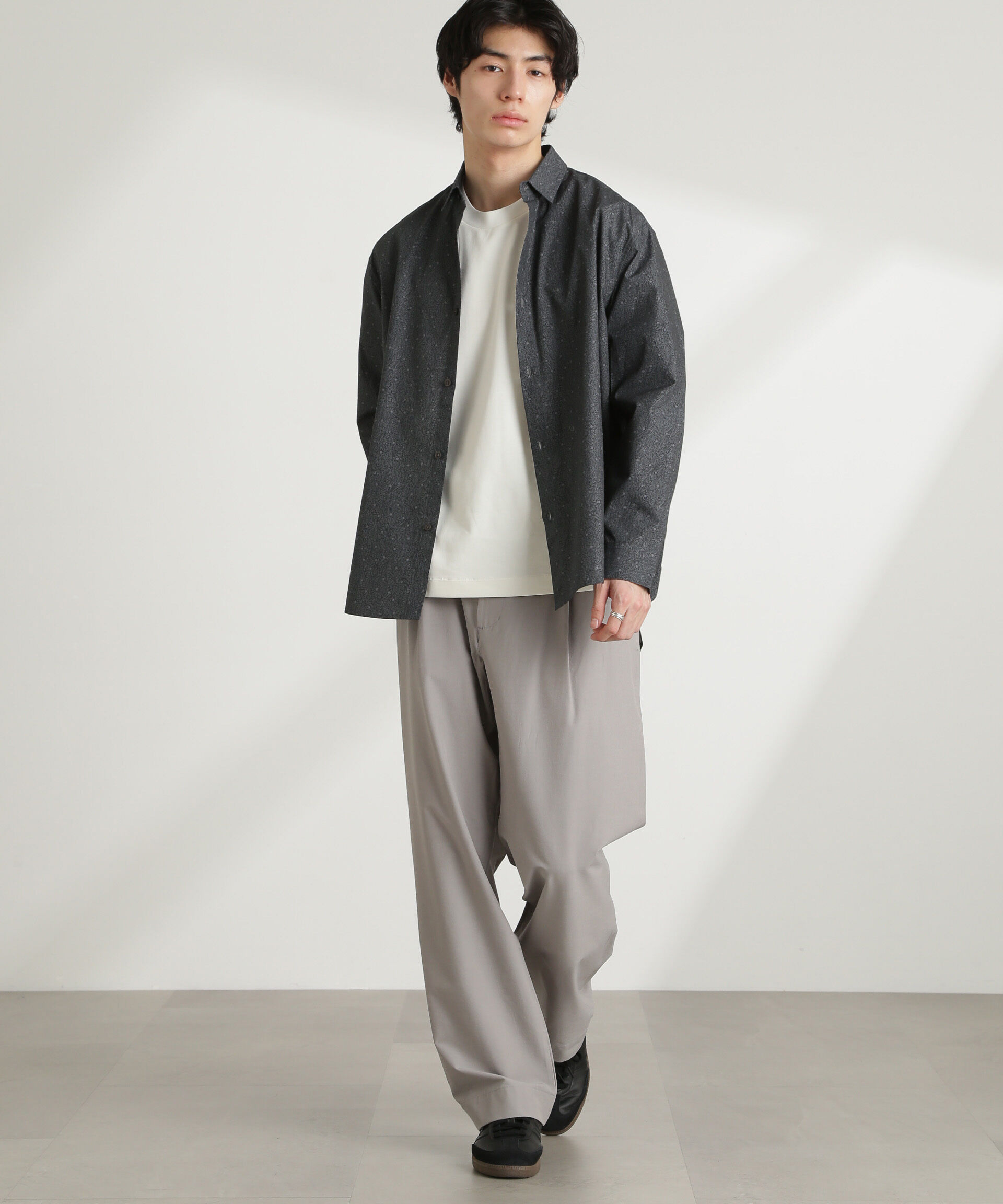 nano･universe「ストレッチワイドイージーパンツ(セットアップ可)」|チノ|