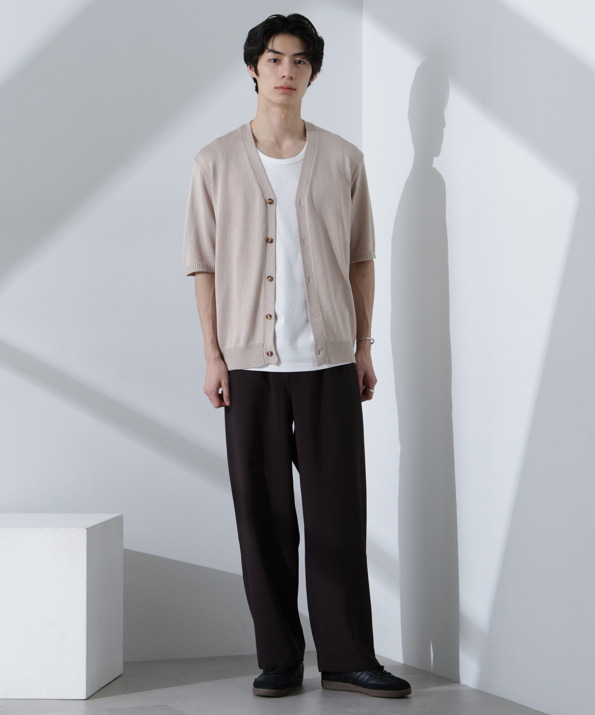 nano･universe「コットンライクニットカーディガン 半袖」|ニット・セーター|