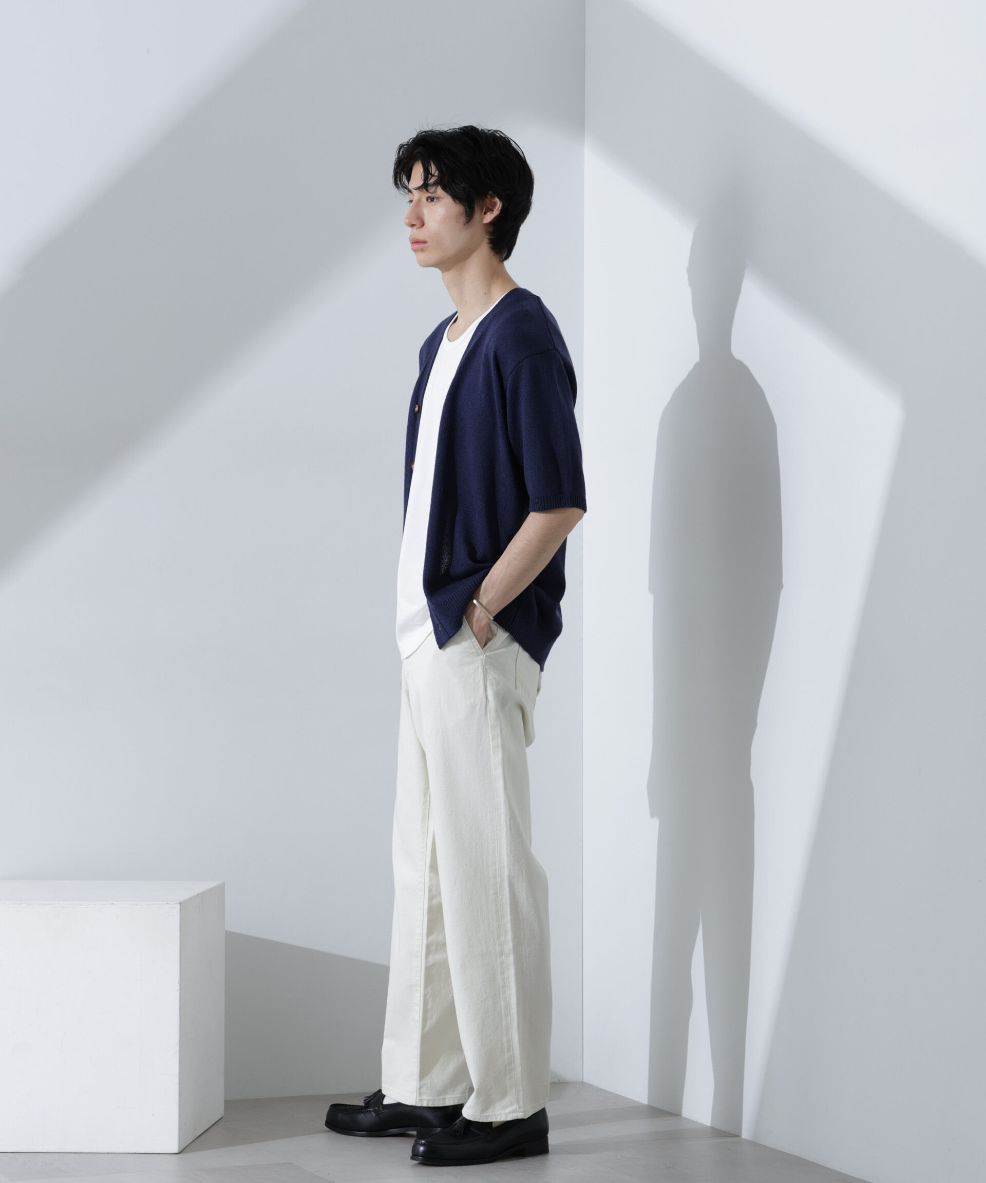 nano･universe「コットンライクニットカーディガン 半袖」|ニット・セーター|