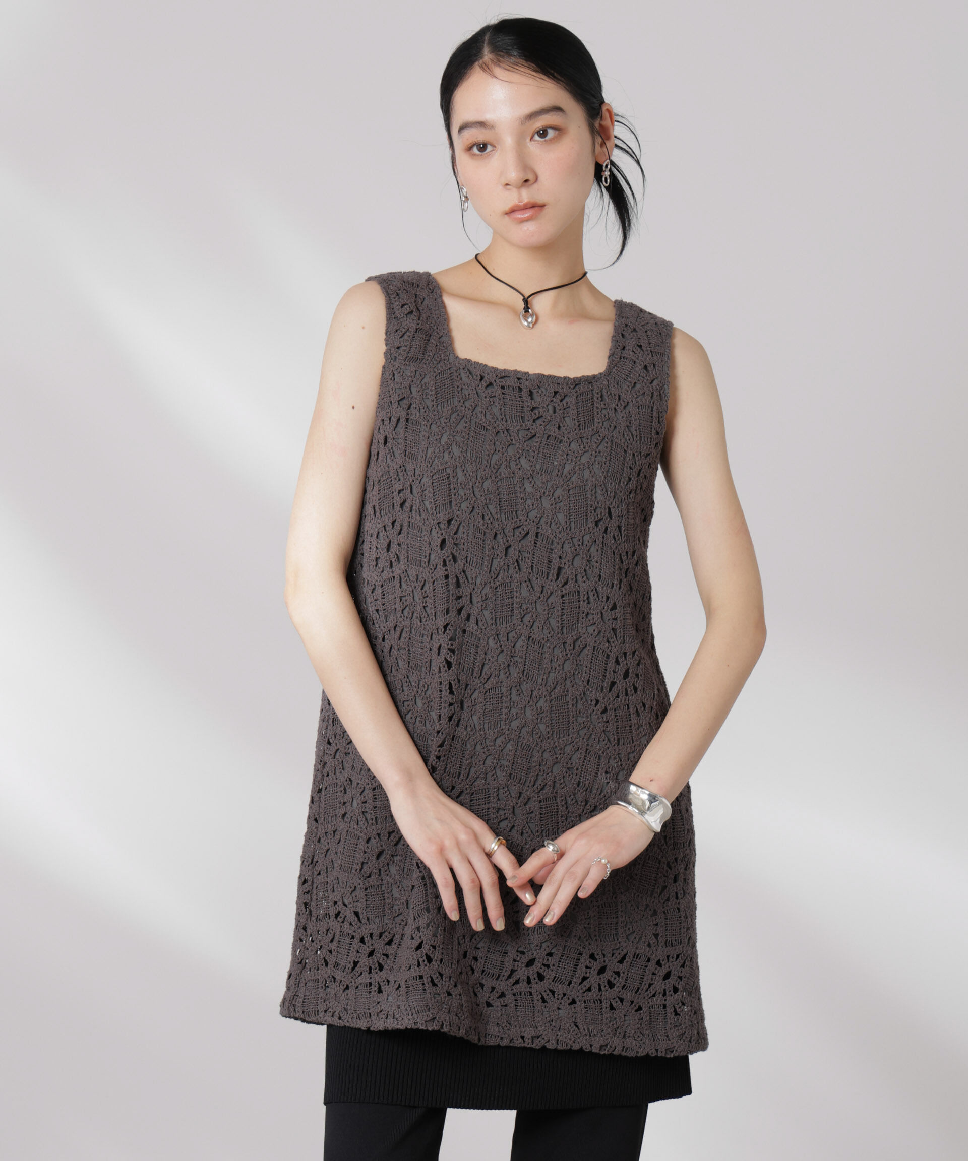 nano･universe「コットンコードレースミニワンピース(セットアップ可)」|ワンピース|グレー