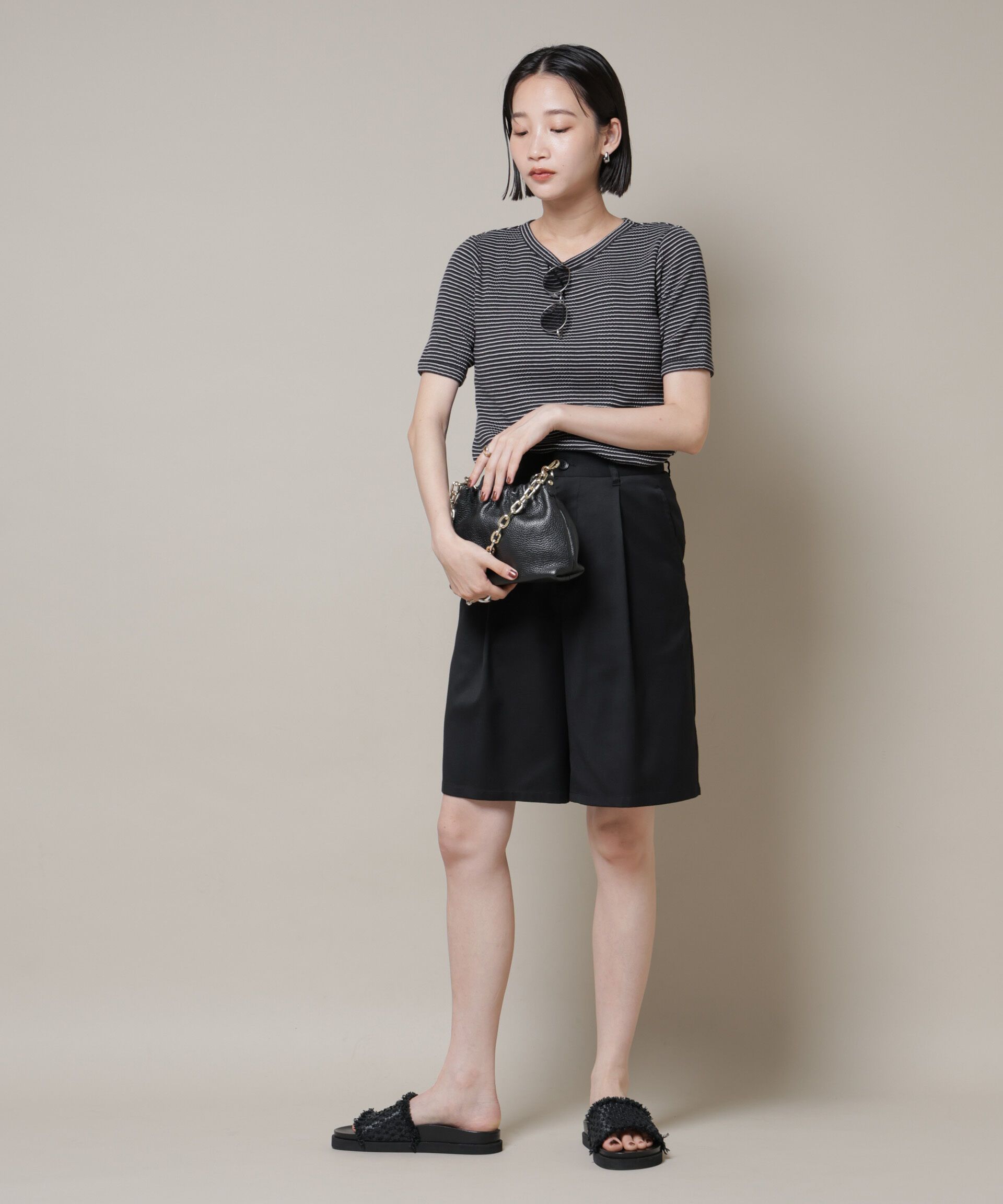 nano･universe「マルチボーダーテレコリブカットトップス」|Tシャツ・カットソー|