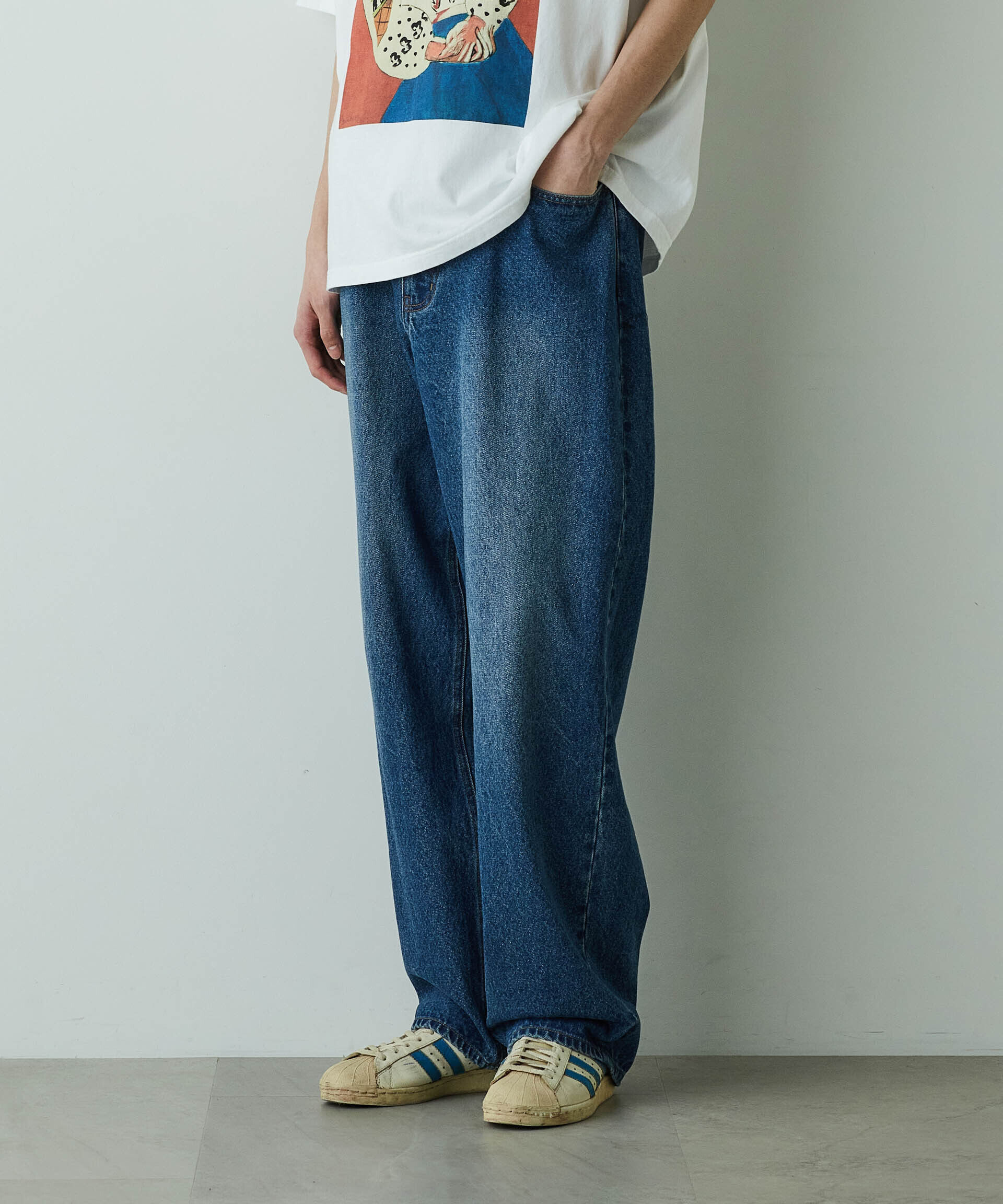  「「HOTEL PALACE」オテルパラス 13ozバイオブリーチルーズシルエットデニムパンツ」|デニム|