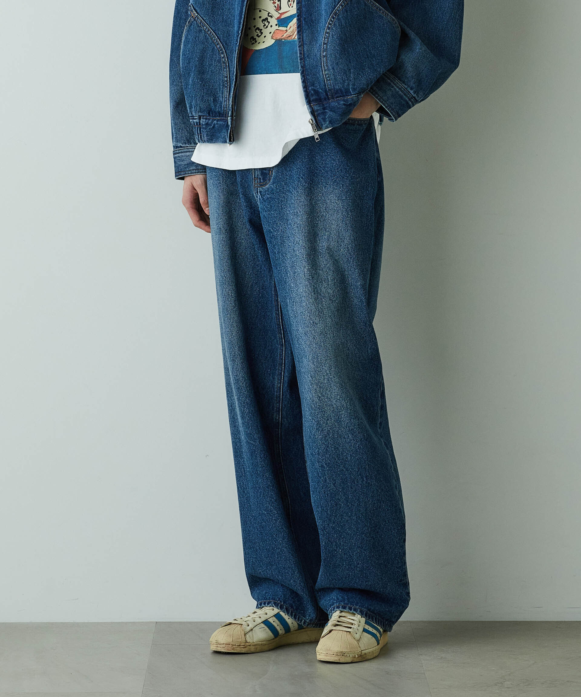  「「HOTEL PALACE」オテルパラス 13ozバイオブリーチルーズシルエットデニムパンツ」|デニム|