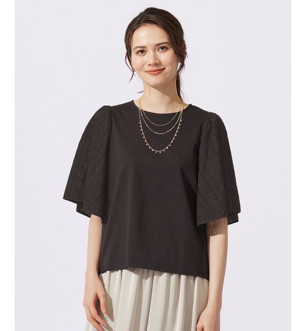 自由区「【カタログ掲載・洗える】エンブロイダリーコンビジャージ カットソー」|Tシャツ・カットソー|ﾀﾞｰｸﾌﾞ