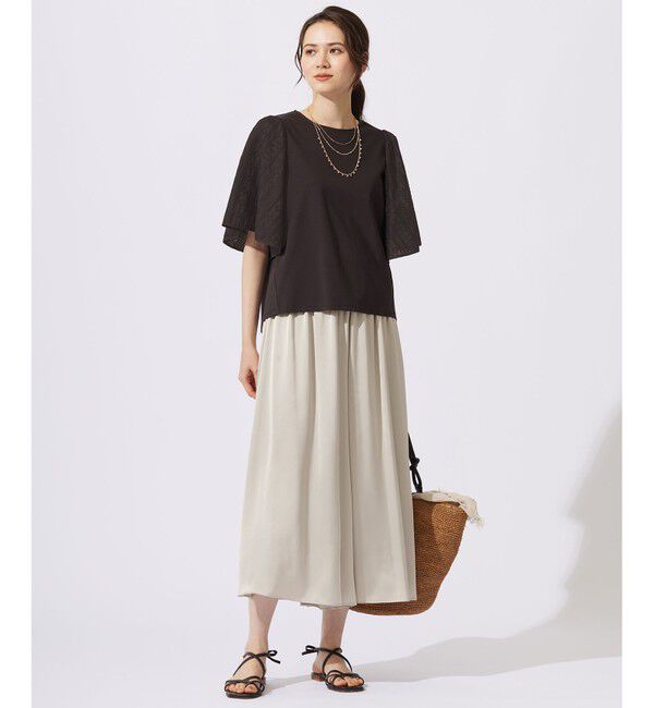 自由区「【カタログ掲載・洗える】エンブロイダリーコンビジャージ カットソー」|Tシャツ・カットソー|