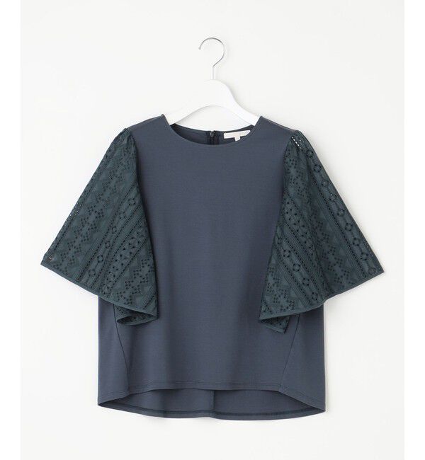 自由区「【カタログ掲載・洗える】エンブロイダリーコンビジャージ カットソー」|Tシャツ・カットソー|