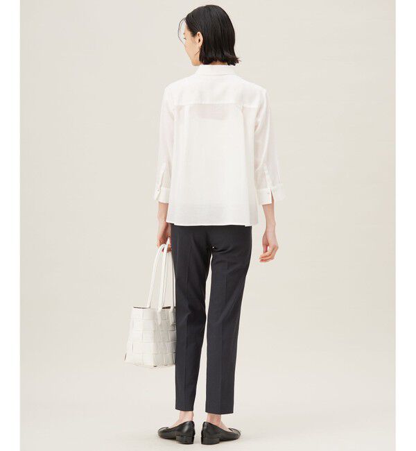 自由区「【接触冷感・吸水速乾・洗える】ナチュラルリネンクロップド丈 シャツ」|シャツ・ブラウス|