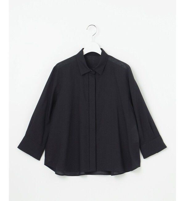 自由区「【接触冷感・吸水速乾・洗える】ナチュラルリネンクロップド丈 シャツ」|シャツ・ブラウス|