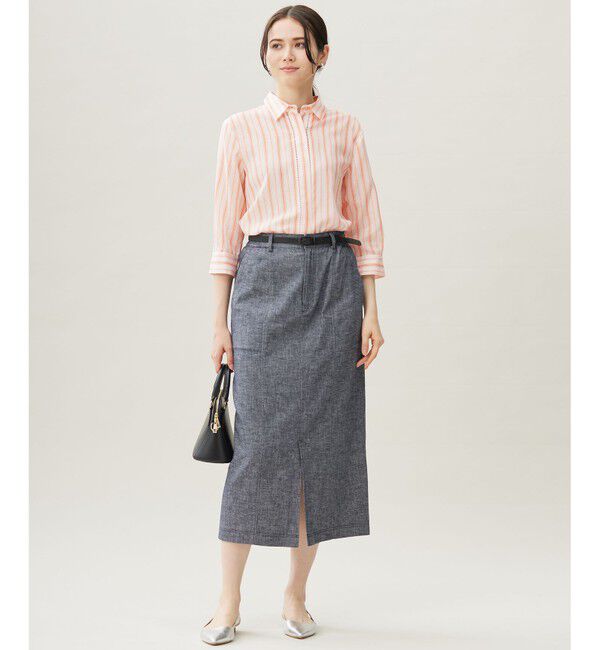 自由区「【接触冷感・吸水速乾・洗える】ナチュラルリネンクロップド丈 シャツ」|シャツ・ブラウス|