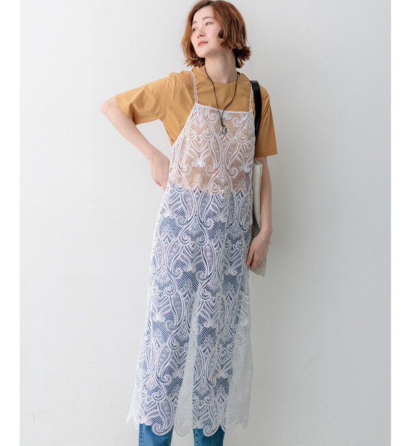 23区「【BAILA掲載】ペイズリーレース キャミソールワンピース」|ワンピース|ホワイト系