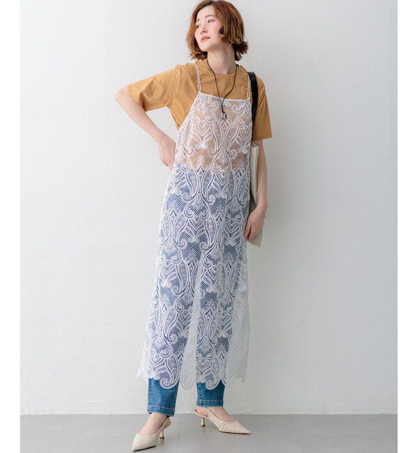 23区「【BAILA掲載】ペイズリーレース キャミソールワンピース」|ワンピース|