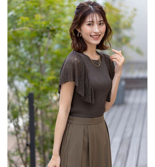 any SiS「【洗える】レーシーフレアスリーブ ニット」|ニット・セーター|