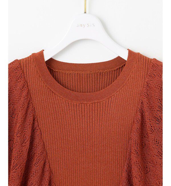 any SiS「【洗える】レーシーフレアスリーブ ニット」|ニット・セーター|