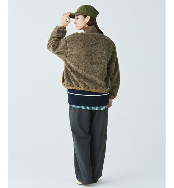 LACOSTE「リブニットスタンドカラーソフトボアジャケット / スタンドジップボアブルゾン」|ブルゾン・スタジャン|